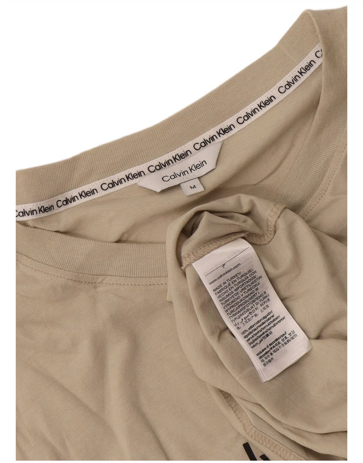 Calvin Klein Mens Graphic T-Shirt Top Medium Beige Cotton