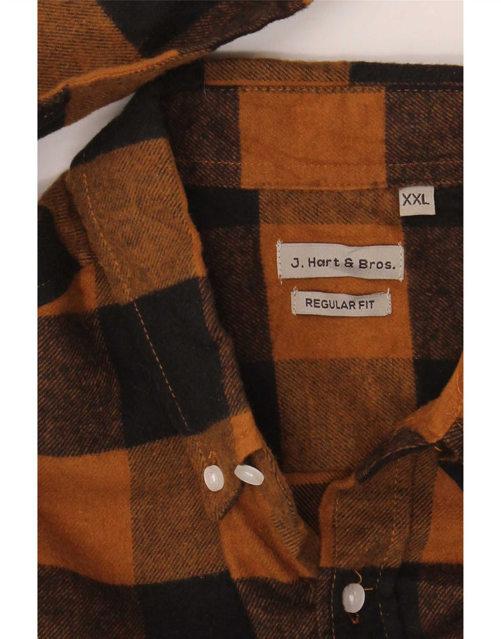 J. Hart & Bros Mens Regular Fit Flannel Shirt 2XL Brown Gingham