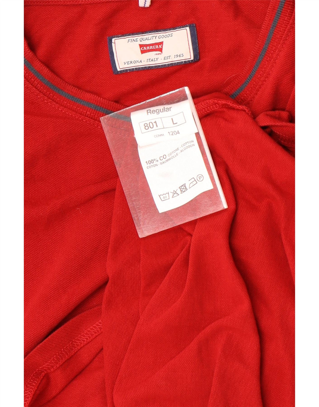 Carrera Mens T-Shirt Top Large Red Cotton