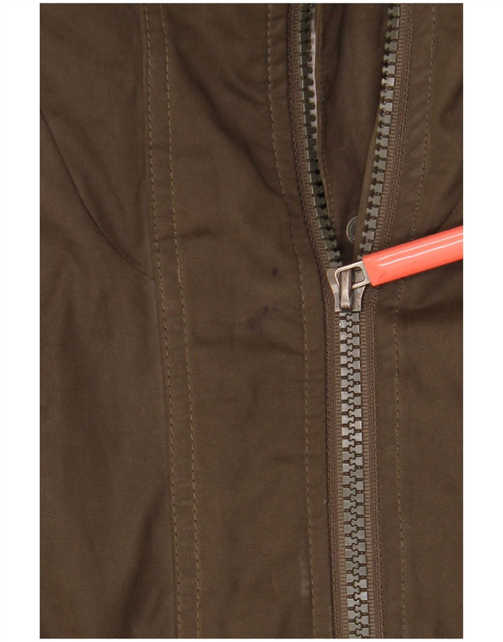 Superdry Womens Hooded Windbreaker Jacket UK 14 Medium Khaki Polyester