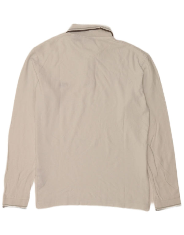 Polo da uomo a maniche lunghe Fila Large in cotone bianco