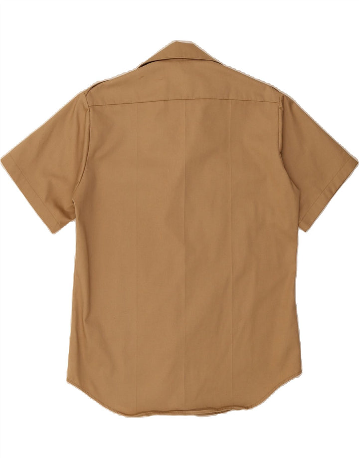 VINTAGE Mens Short Sleeve Shirt Medium Beige Vintage Vintage and Second-Hand Vintage from Messina Hembry 