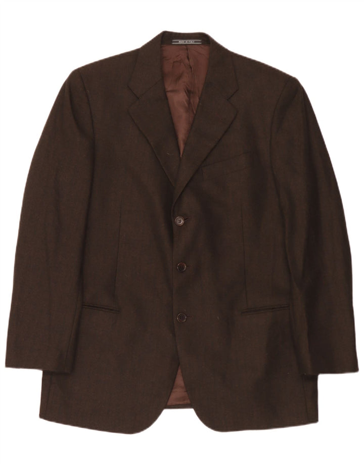 Jaqueta blazer masculina vintage com 3 botões Reino Unido 38 lã virgem marrom média