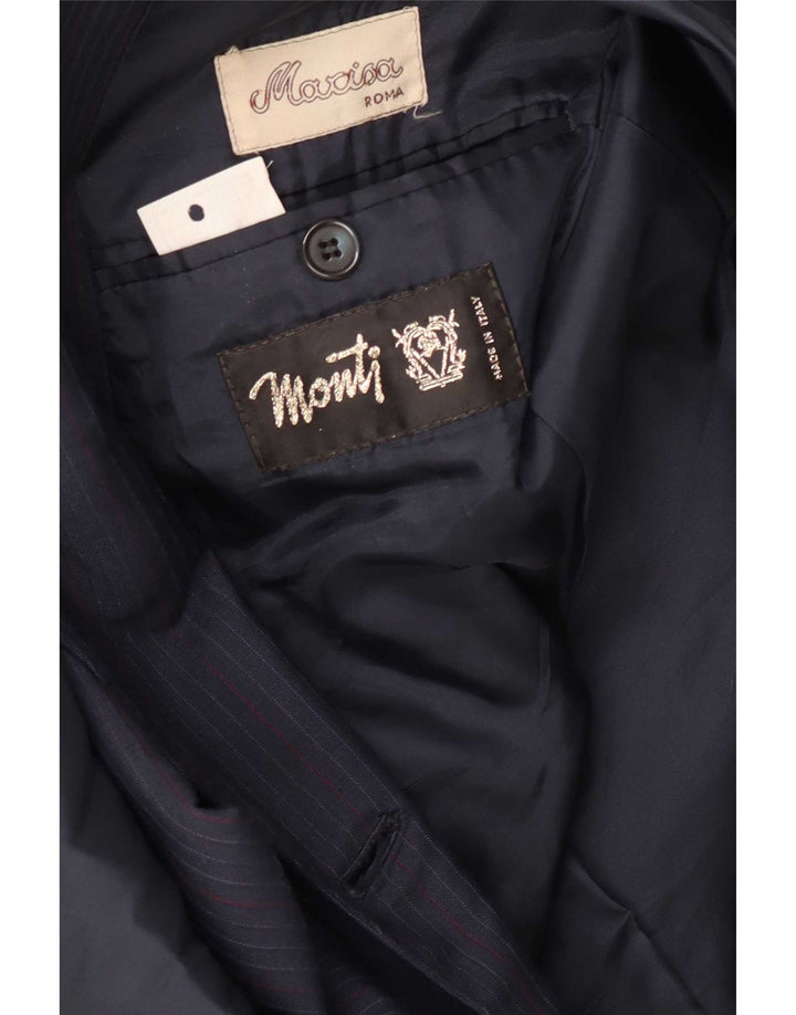 Giacca blazer doppiopetto da uomo Monti IT 56 3XL Lana a righe blu navy