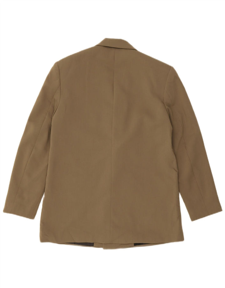 Zara Herre dobbeltradet blazerjakke UK 34 XS Khaki Polyester