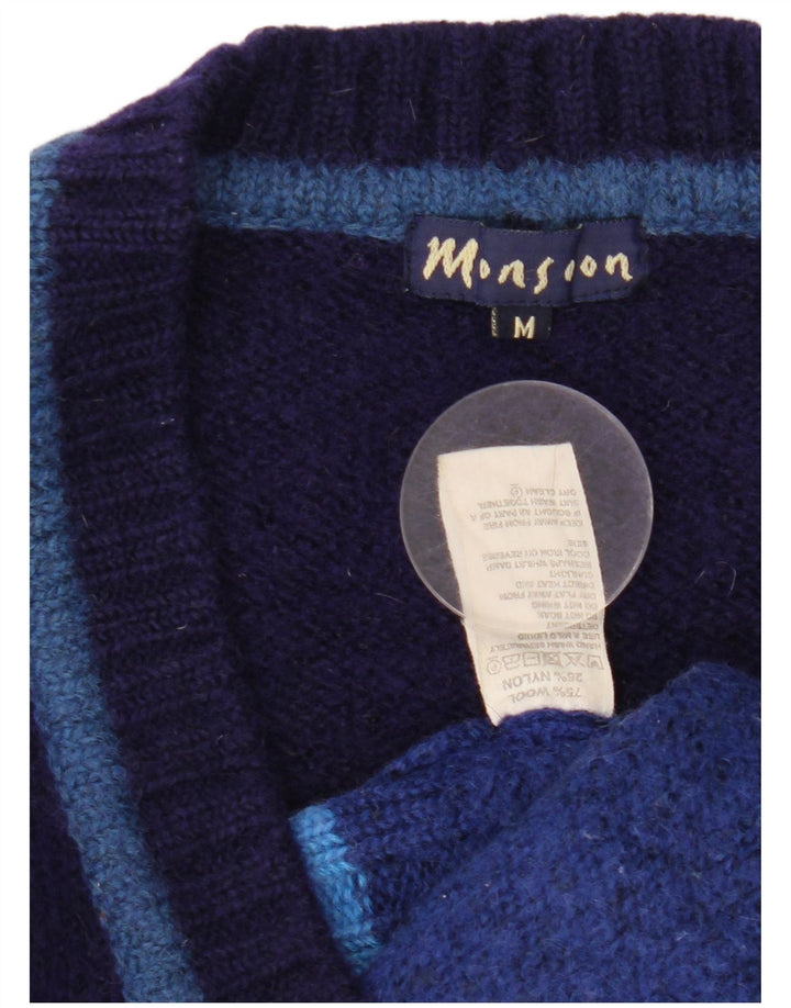 MONSOON Womens Cardigan Sweater UK 14 Medium Navy Blue Colourblock