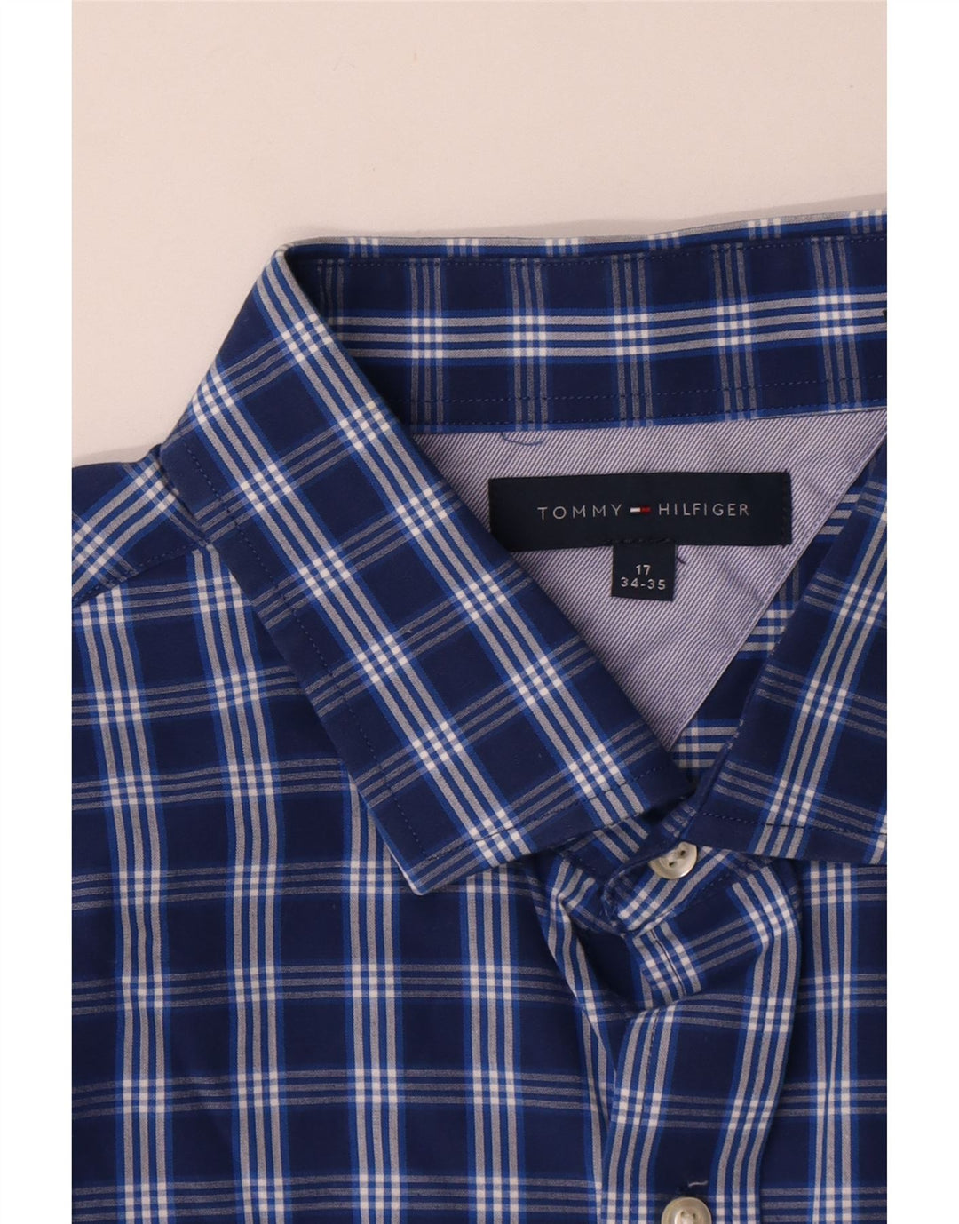 Tommy Hilfiger Herrenhemd Größe 17 XL Marineblau kariert