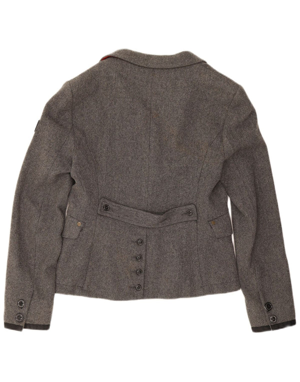Superdry Damen-Blazer mit 2 Knöpfen, UK 14, große graue Wolle