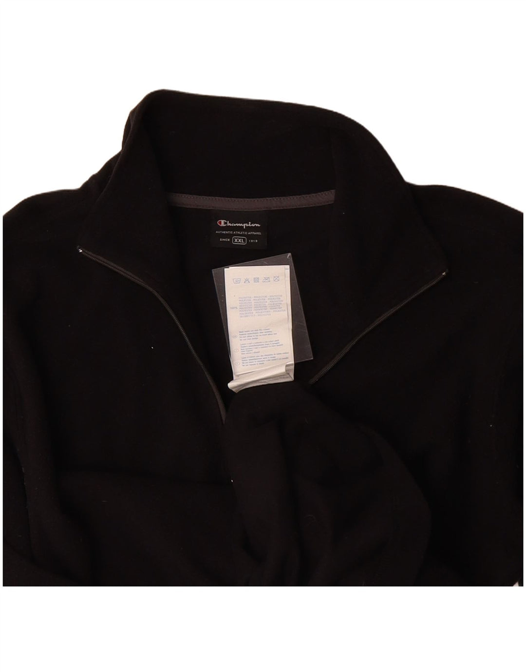 CHAMPION Mens Zip Neck Fleece Jumper 2XL Black Polypeptide