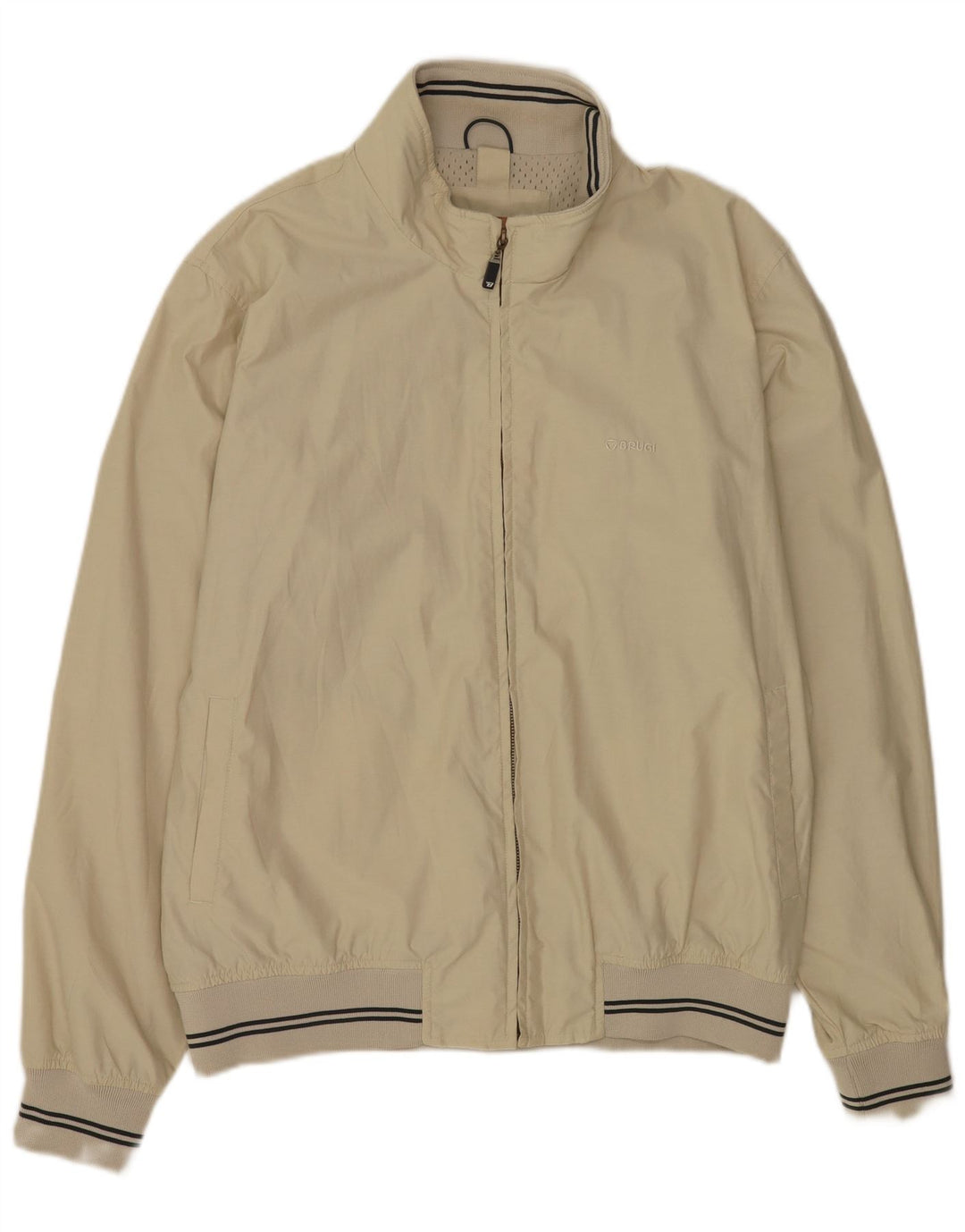 Brugi Mens Bomber Jacket UK 44 2XL Beige Cotton