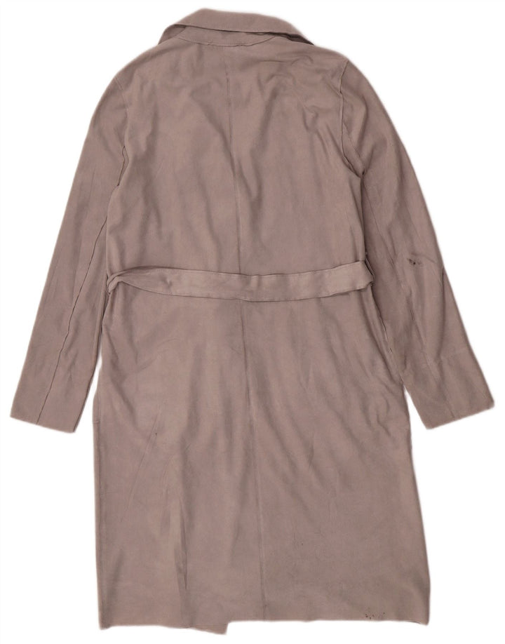 Esprit Dame imiteret ruskind Trench Coat UK 14 Medium Grey Polyester