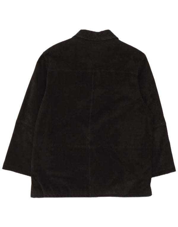 Jaqueta masculina vintage de camurça de ajuste regular Reino Unido 42 XL couro preto