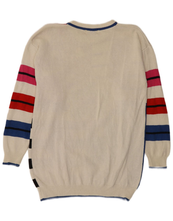 Basic Womens Longline Boat Neck Jumper Sweater UK 14 Medium Multicoloured