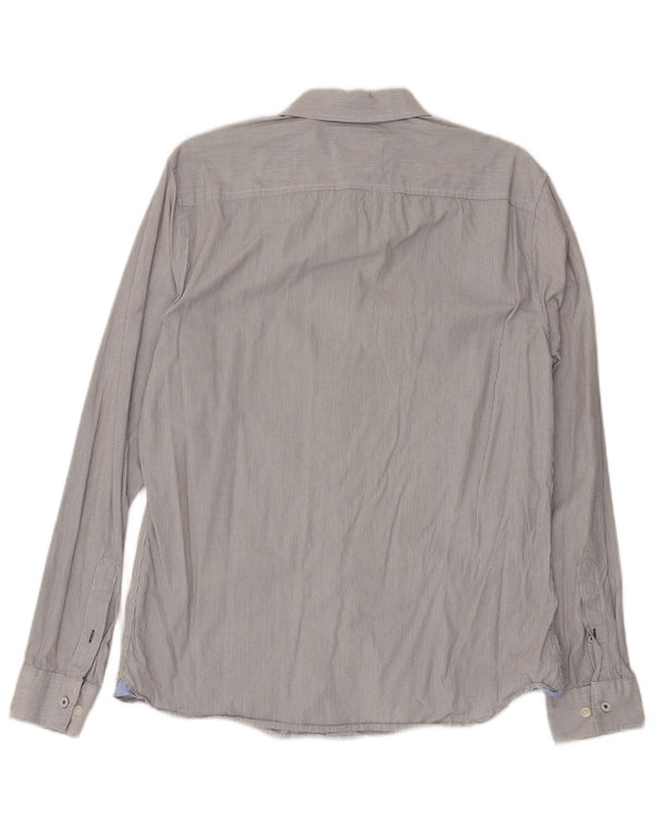 Crew Clothing Mens Slim Fit Shirt Medium Grey Pinstripe Cotton