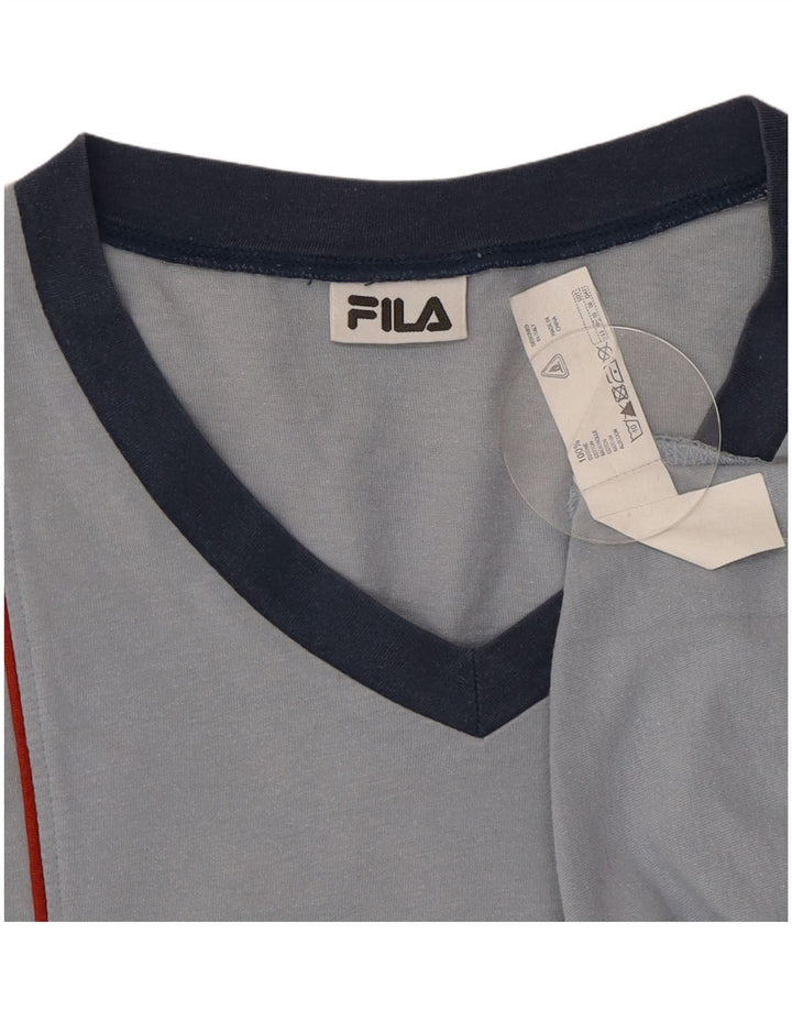 Fila Mens Top Long Sleeve Small Blue Colourblock Cotton