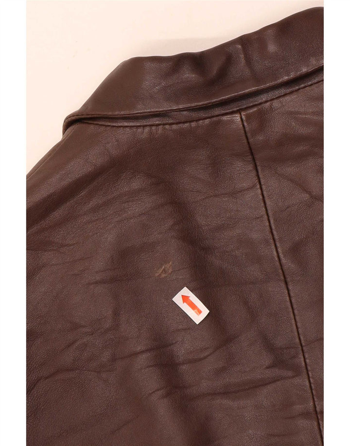 Chaqueta tipo blazer de piel con 3 botones para mujer Evolution IT 48 XL Marrón Colorblock