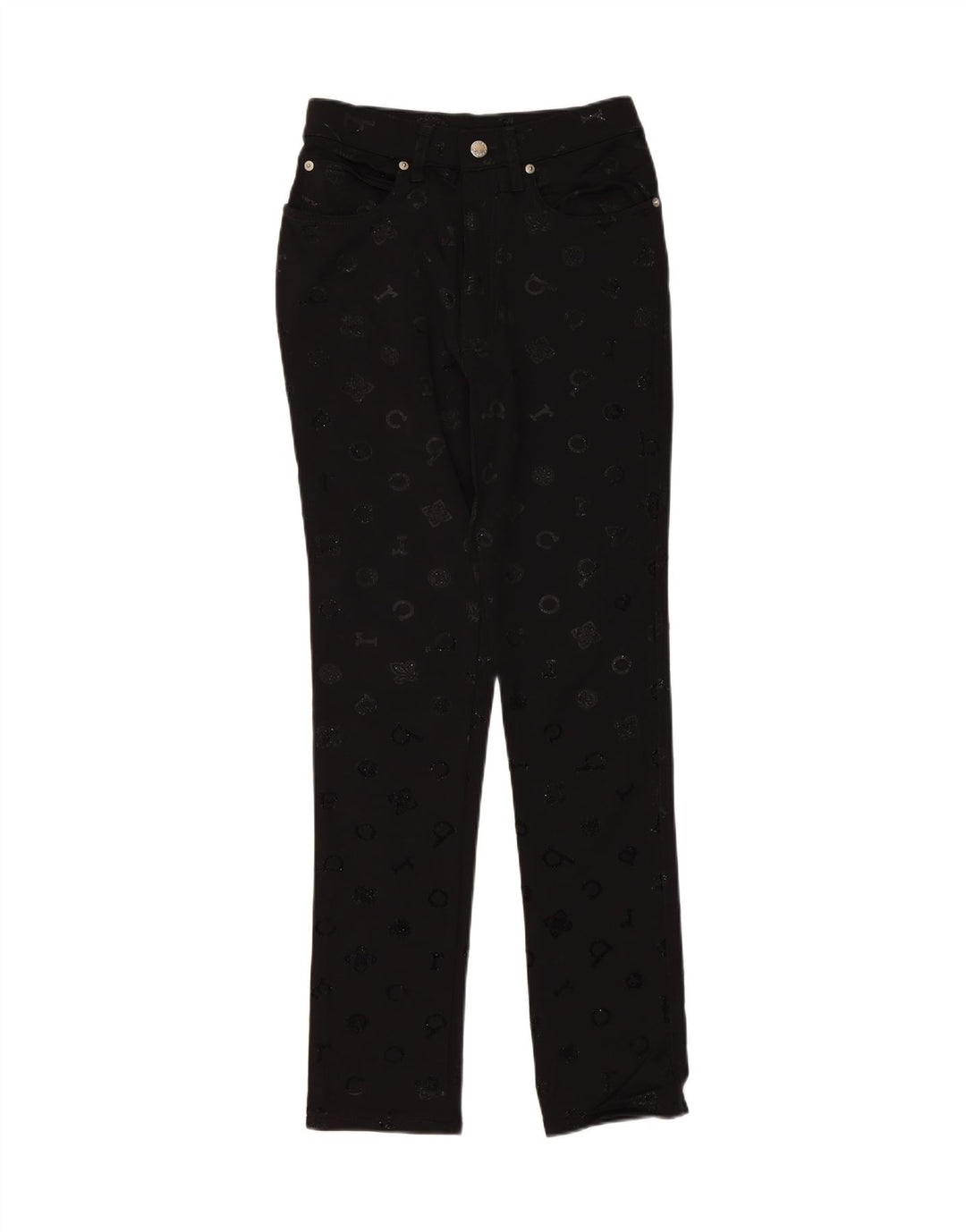 ROCCOBAROCCO Womens Graphic Slim Jeans W28 L29 Black Cotton Vintage Roccobarocco and Second-Hand Roccobarocco from Messina Hembry 
