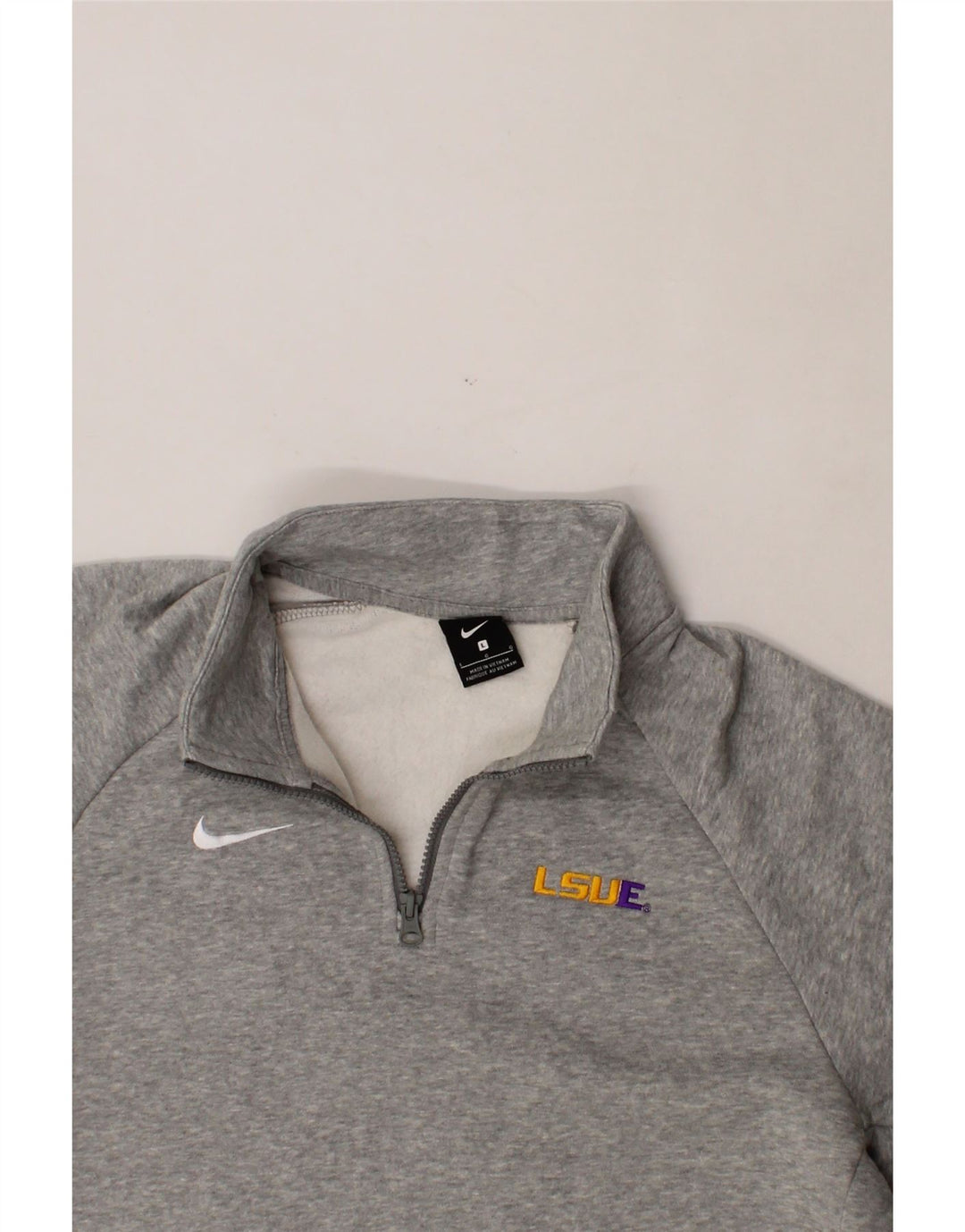 NIKE Mens Zip Neck Sweatshirt Jumper Large Grey Cotton Vintage Nike and Second-Hand Nike from Messina Hembry 