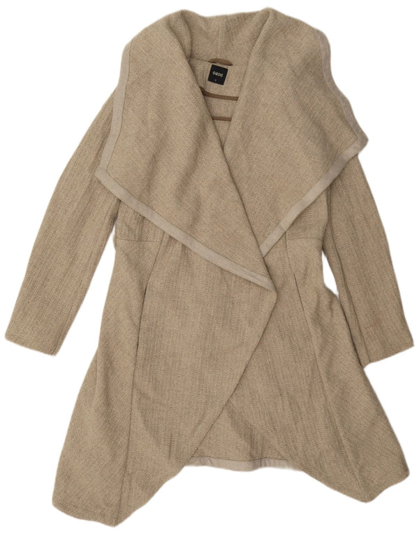 Abrigo abierto extragrande para mujer Oasis UK 10 Small Beige Wool