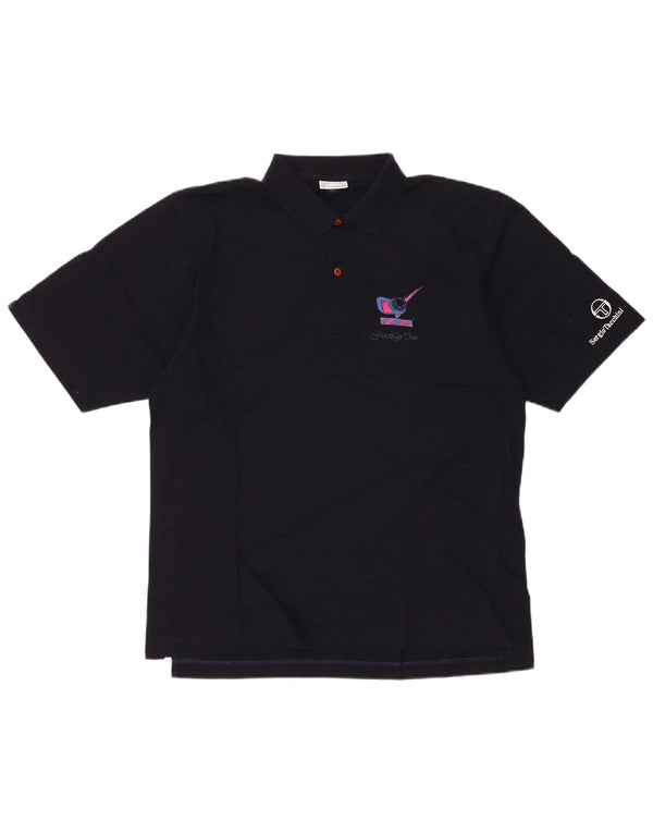 Camisa pólo masculina Sergio Tacchini grande algodão azul marinho