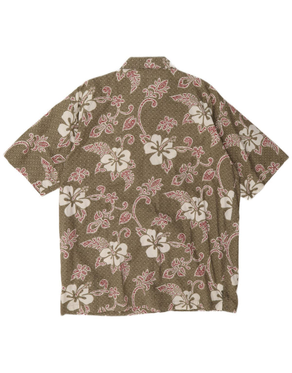 S.S.Shirties Herren-Kurzarmhemd, groß, Khaki, Blumenmuster, Baumwolle