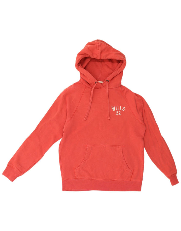 Jack Wills Damen-Pullover mit grafischem Kapuzenpullover, Gr. 8, Rot, Baumwolle