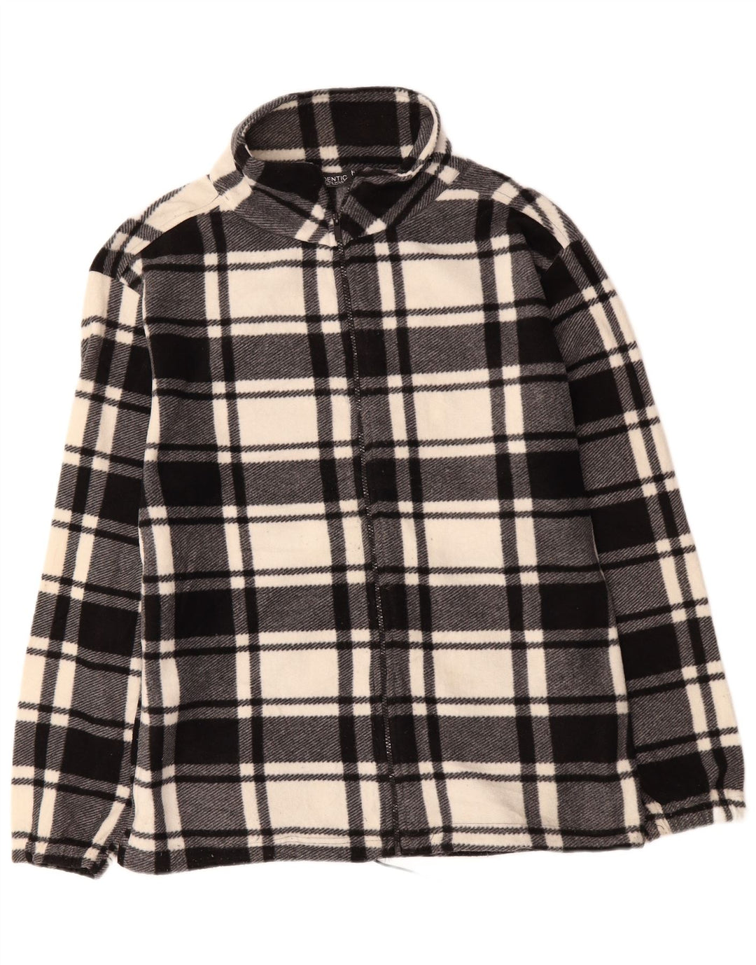 IDENTIC Mens Fleece Jacket UK 42 XL Black Check Polyester