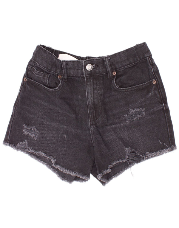 Zara Girls Distressed Denim Shorts 11-12 år W24 Grå Bomuld
