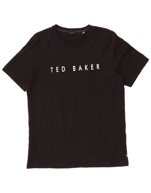 Ted Baker Herre grafisk T-shirt Top Størrelse 3 Medium Sort Bomuld