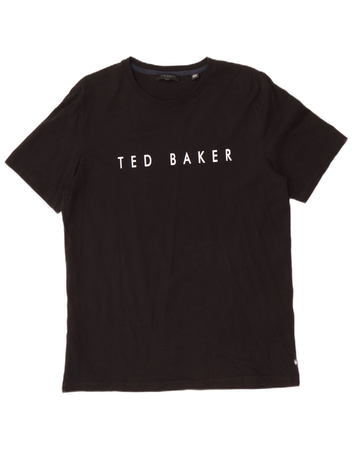 Ted Baker Herre grafisk T-shirt Top Størrelse 3 Medium Sort Bomuld