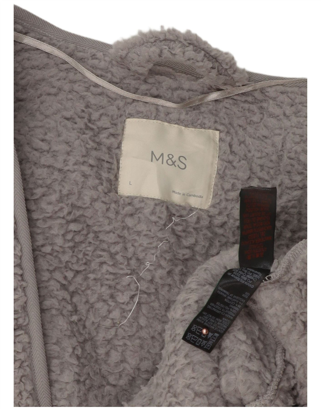 Marks & Spencer Manteau surdimensionné en polaire ouvert pour femme UK 16 Large Gris