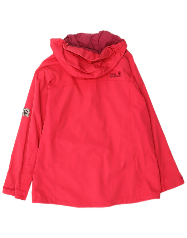 Jack Wolfskin Womens Hooded Rain Jacket UK 16 Large  Red Polyamide