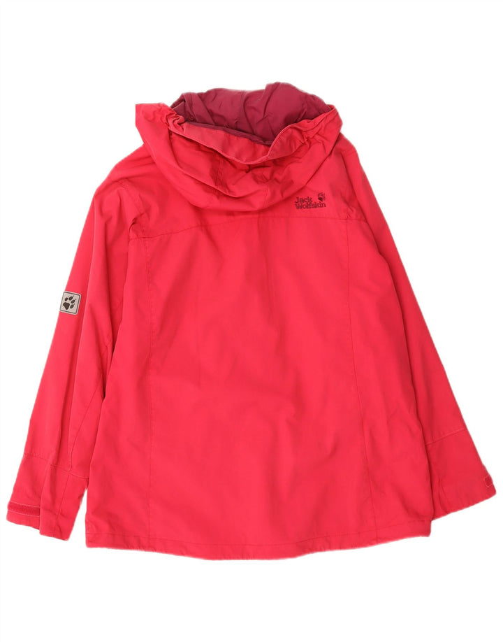 Giacca antipioggia con cappuccio da donna Jack Wolfskin UK 16 Large Rosso Poliammide