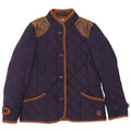 Zara Quiltet jakke til kvinder UK 14 Medium Navy Blue Colourblock Bomuld