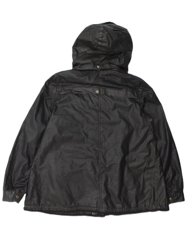 Übergroße Utility-Jacke mit Kapuze für Damen von Zara, UK 14, Mittelschwarzes Polyester