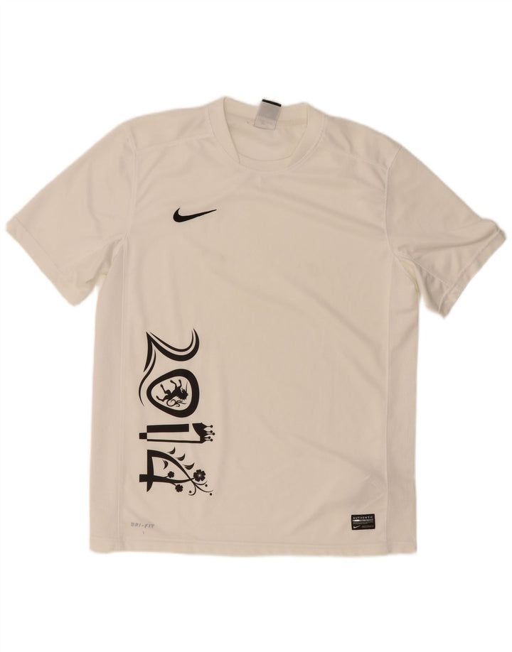 NIKE Mens Dri Fit Graphic T-Shirt Top Large White Polyester