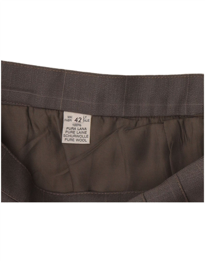 Vintage Womens Pleated Mini Skirt IT 42 Medium W28  Grey Check Wool