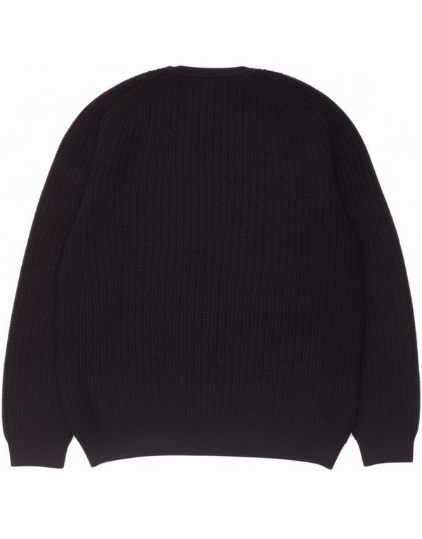 Massimo Dutti Dame Crew Neck Jumper Sweater UK 16 Large Navy Blue Bomuld