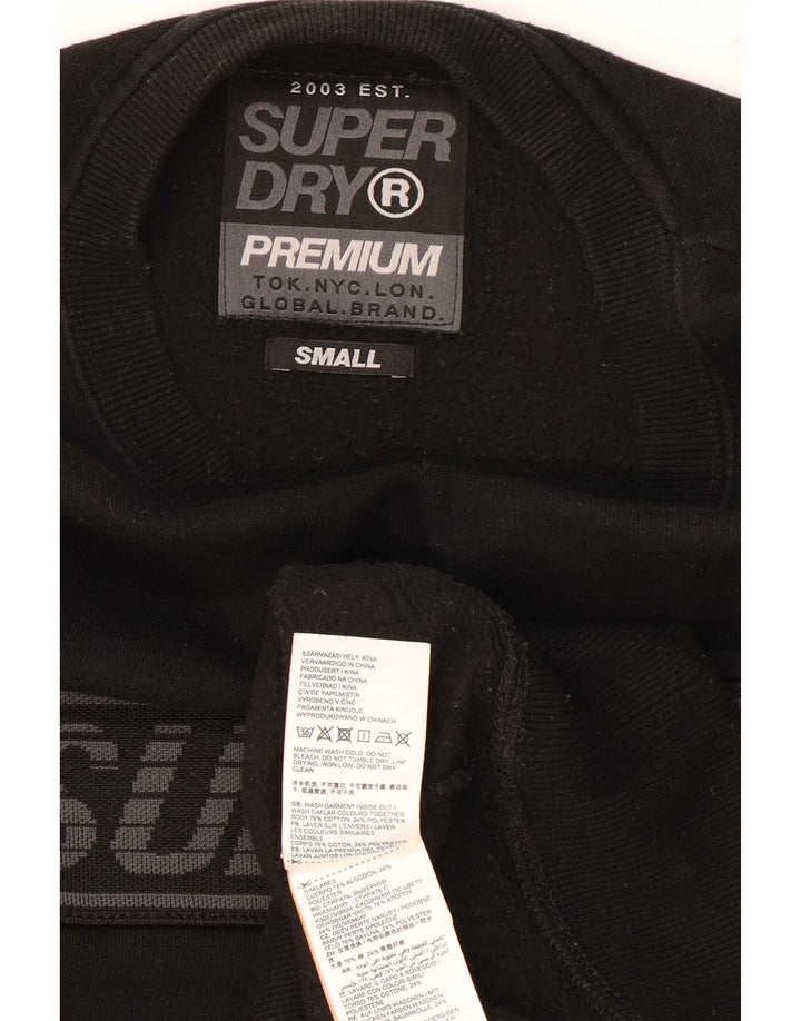 Superdry Mens Graphic Sweatshirt Jumper Small Black Cotton