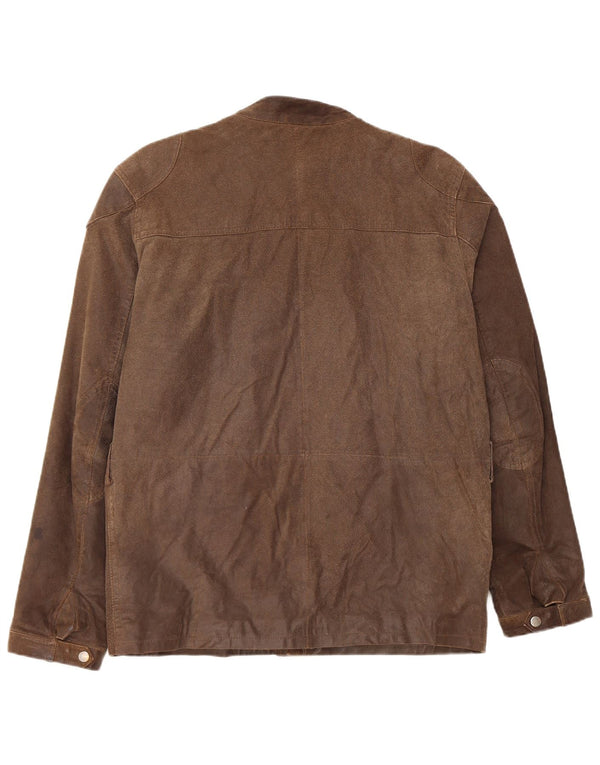 veste utilitaire en cuir de moto vintage pour hommes UK 38 Brun moyen