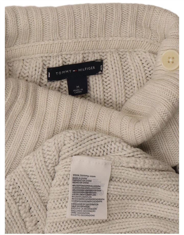 TOMMY HILFIGER Womens Roll Neck Jumper Sweater UK 12 Medium Off White