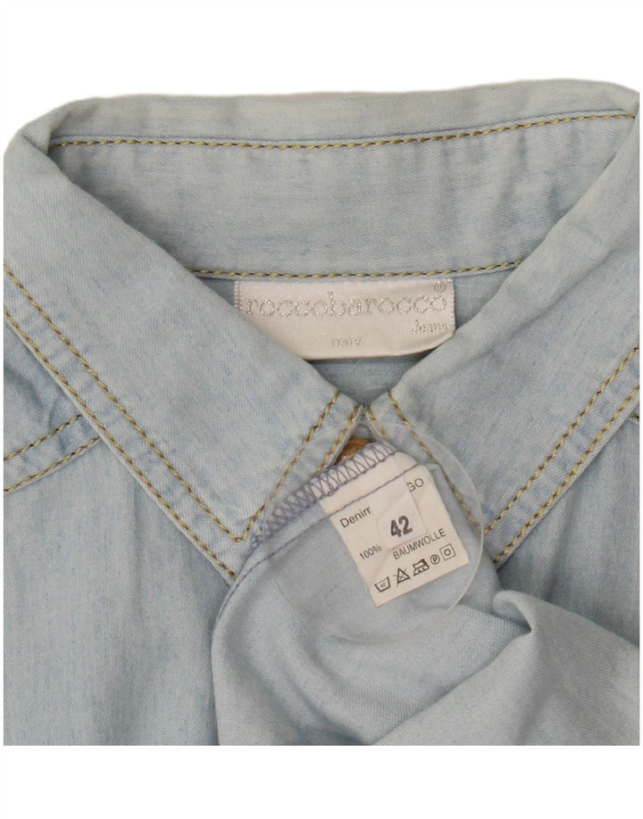 Roccobarocco Womens Oversized Denim Shirt IT 42 Medium Blue Cotton
