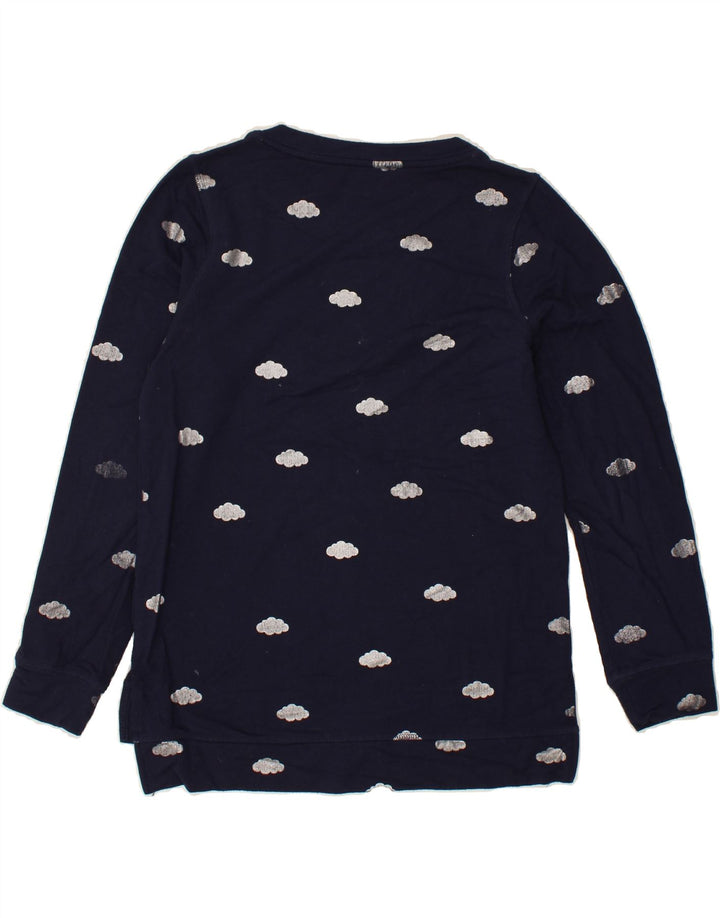 OASIS Womens Abstract Pattern Top Long Sleeve UK 6 XS Navy Blue Viscose Vintage Oasis and Second-Hand Oasis from Messina Hembry 