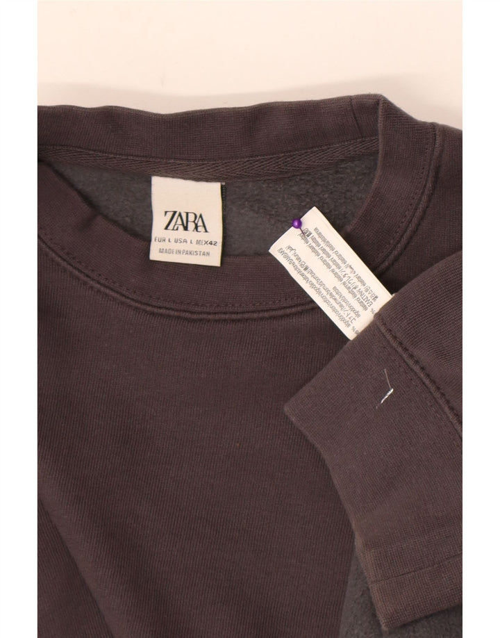 Zara Mens Sweatshirt Jumper Large Grey Cotton