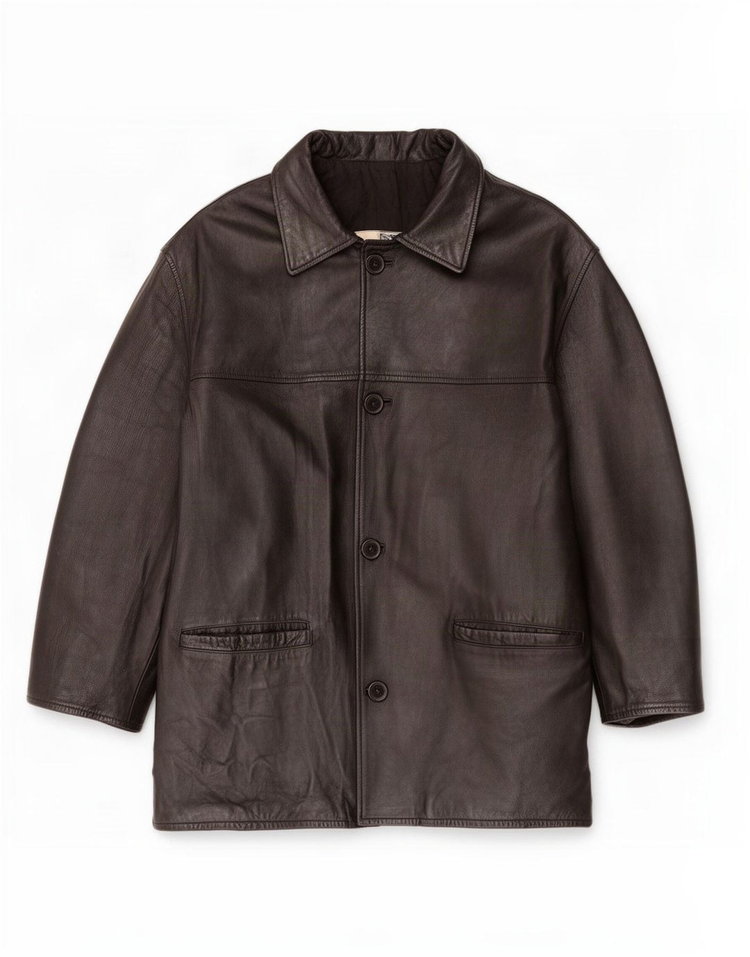 Jaqueta de couro masculina vintage IT 52 XL preta