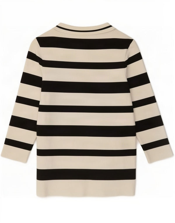 Zara Damen-Top, 3/4-Ärmel, UK-Größe 44, Größe L, weiß gestreift, Polyamid