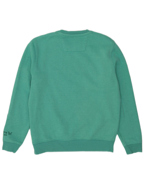 Crew Clothing Mens Gráfico Moletom Jumper Grande Algodão Verde
