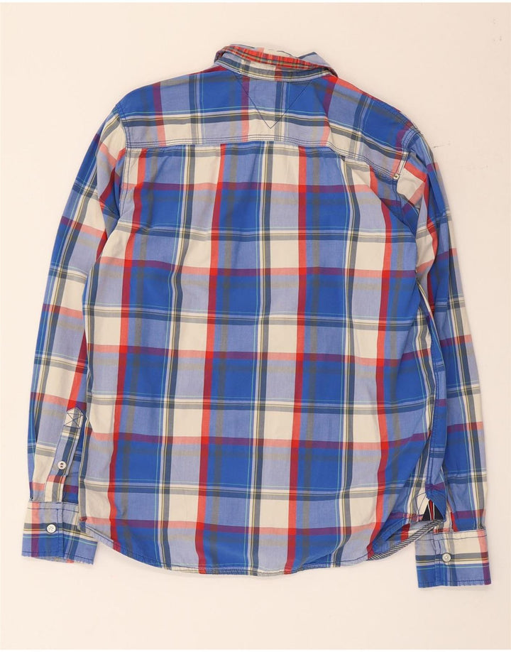 Tommy Hilfiger Mens Shirt Large Blue Check Cotton