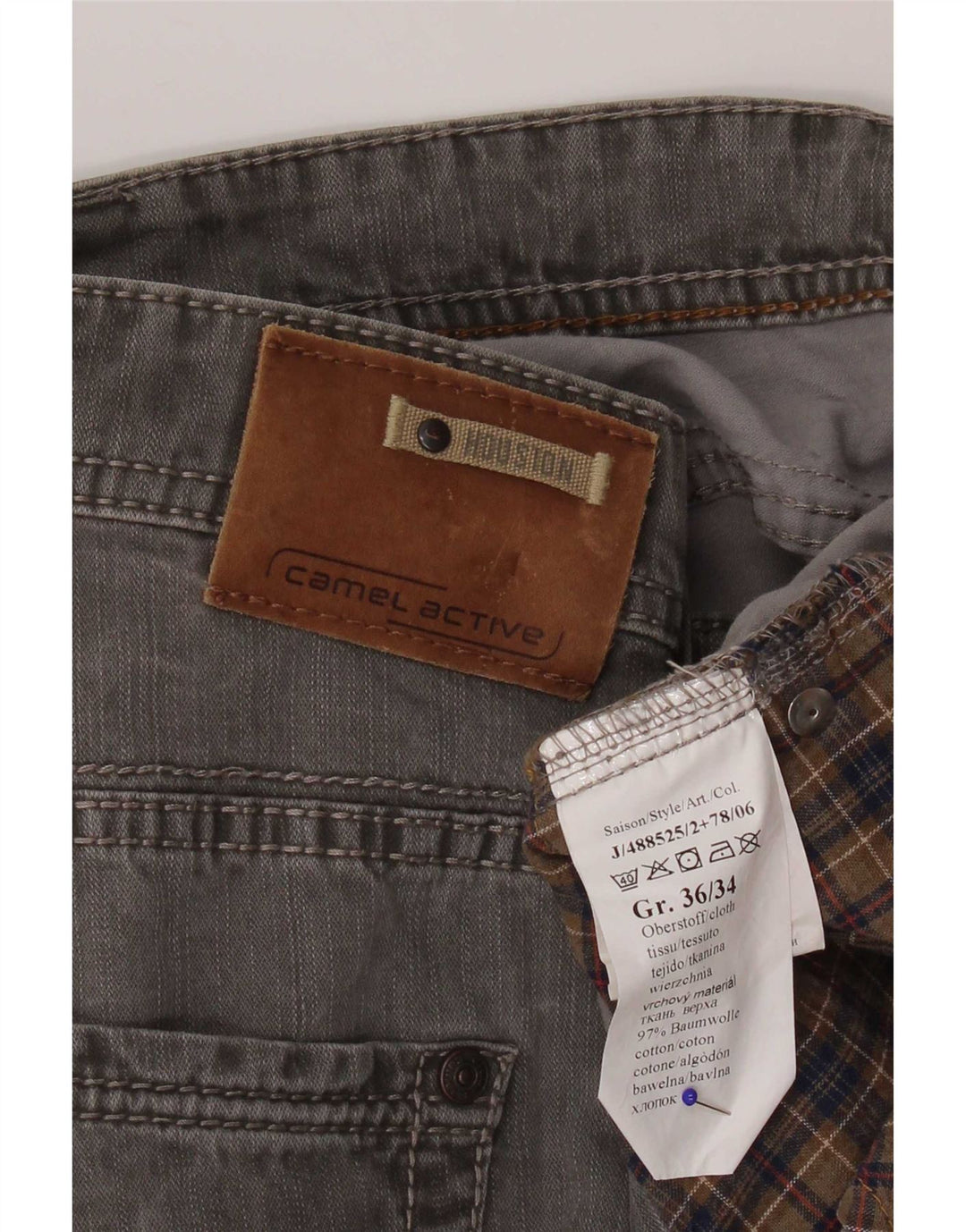 Calça jeans reta masculina Camel Active W36 L34 algodão cinza