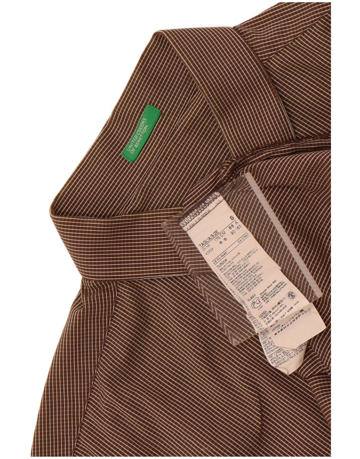 Benetton Mens Shirt Small Brown Check Cotton